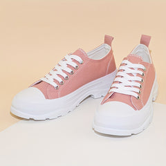 Women's Platform Canvas Shoes Lace Up Low Top Sneakers