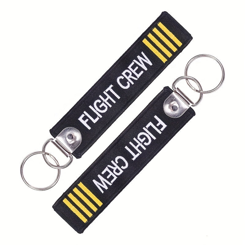 Embroidery FLIGHT CREW Key Chain Set for Men - Aviation Gift