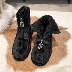 Women's Fuzzy Winter Ankle Boots Warm & Comfy Short Boots