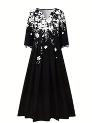 Floral Print Notched Neck Midi Dress Women's Clothing