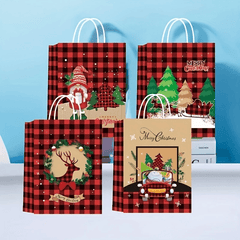 4pcs Christmas Gift Bags Craft Paper with Handles Party Favor Supplies