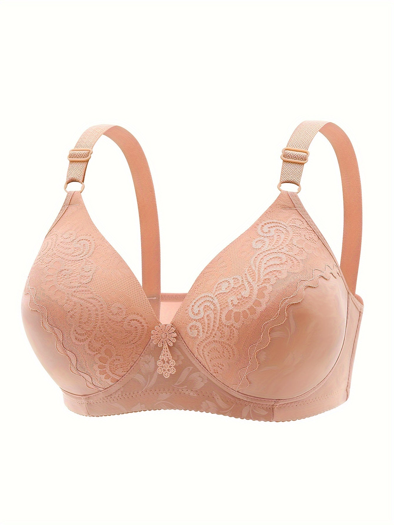 Floral Appliques Lace Push Up Stretch Bra