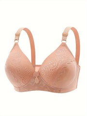 Floral Appliques Lace Push Up Stretch Bra