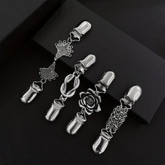Vintage Alloy Sweater Clip Silk Scarf Cardigan Buckle Shirt Collar Clip
