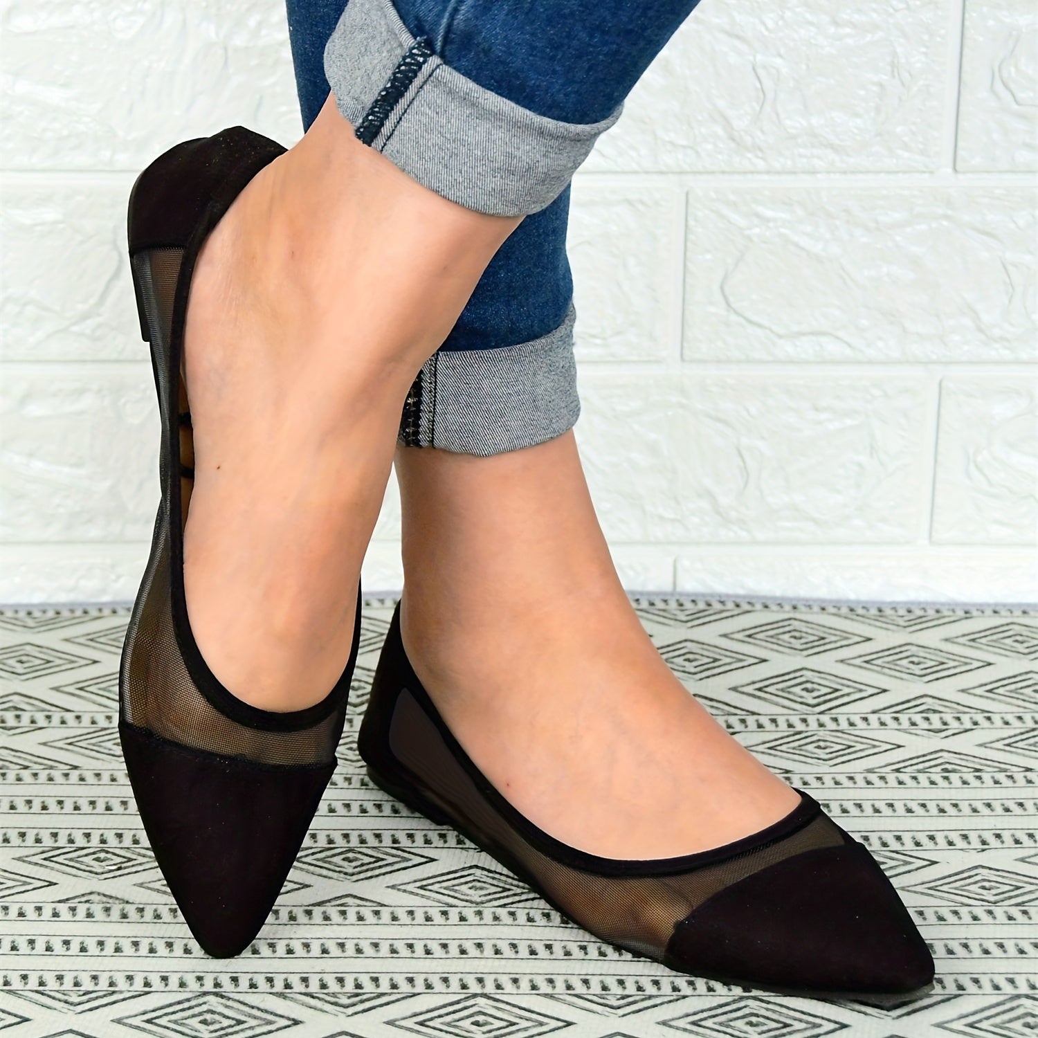Women's Mesh Ballet Flats Soft Sole Slip On Shoes