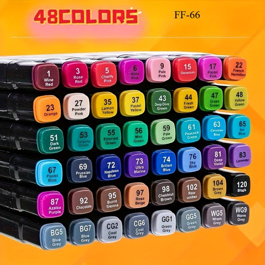 48 Colors Double Tip Art Markers Set Dual Brush Pens for Drawing & Calligraphy