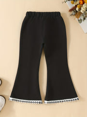 Girls' Boho Trim Flare Leg Bell Bottom Pants