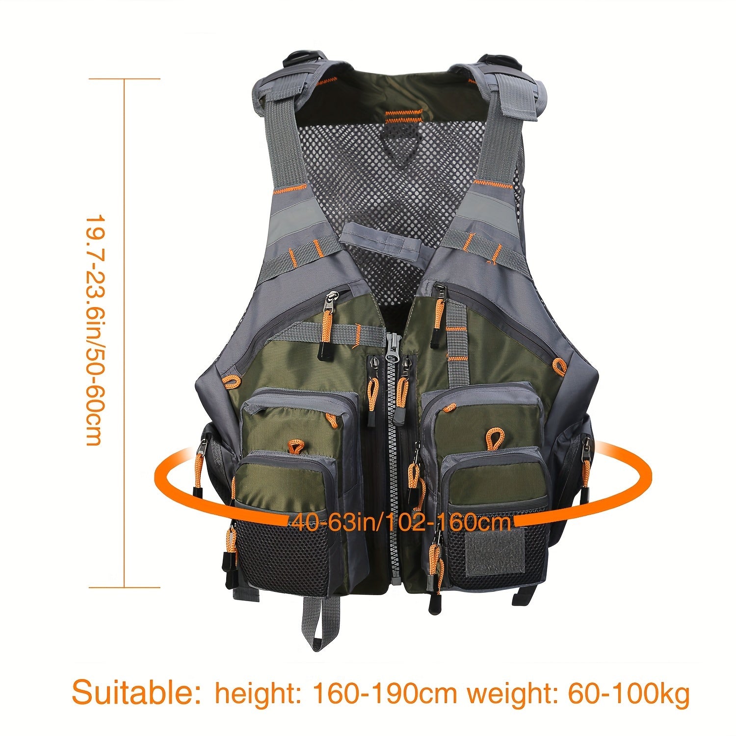 Breathable Pocket Fishing Vest Removable Oxford Fabric