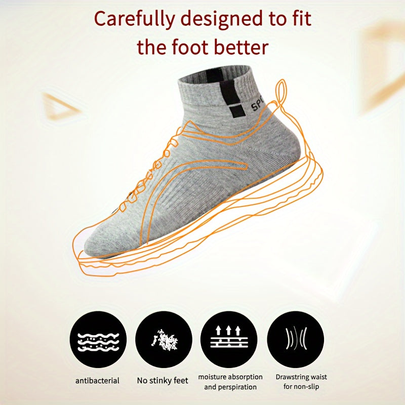 Men's Solid Crew Socks Soft Breathable Casual Socks for Outdoor Activities