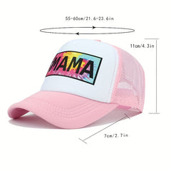 MAMA Print Trucker Hat Adjustable Baseball Cap Mesh Sports Dad Hats For Women