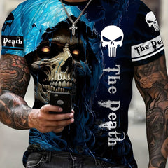 Men's Skull Pattern Shirt Casual Short Sleeve Tee Top