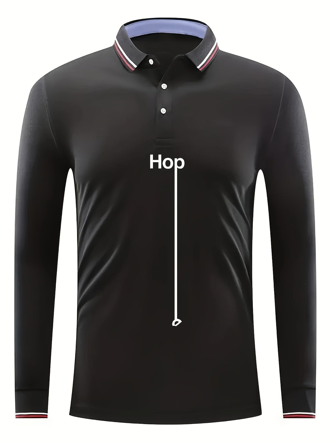 HOP Pattern Men's Long Sleeve Polo Shirt