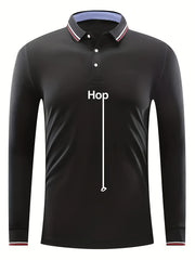 HOP Pattern Men's Long Sleeve Polo Shirt