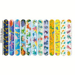 12pcs Dinosaur Slap Bands Snap Bracelets Wristbands Party Favors