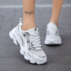 Women's Mesh Platform Sneakers Lace Up Outdoor Shoes Lightweight Walking Shoes