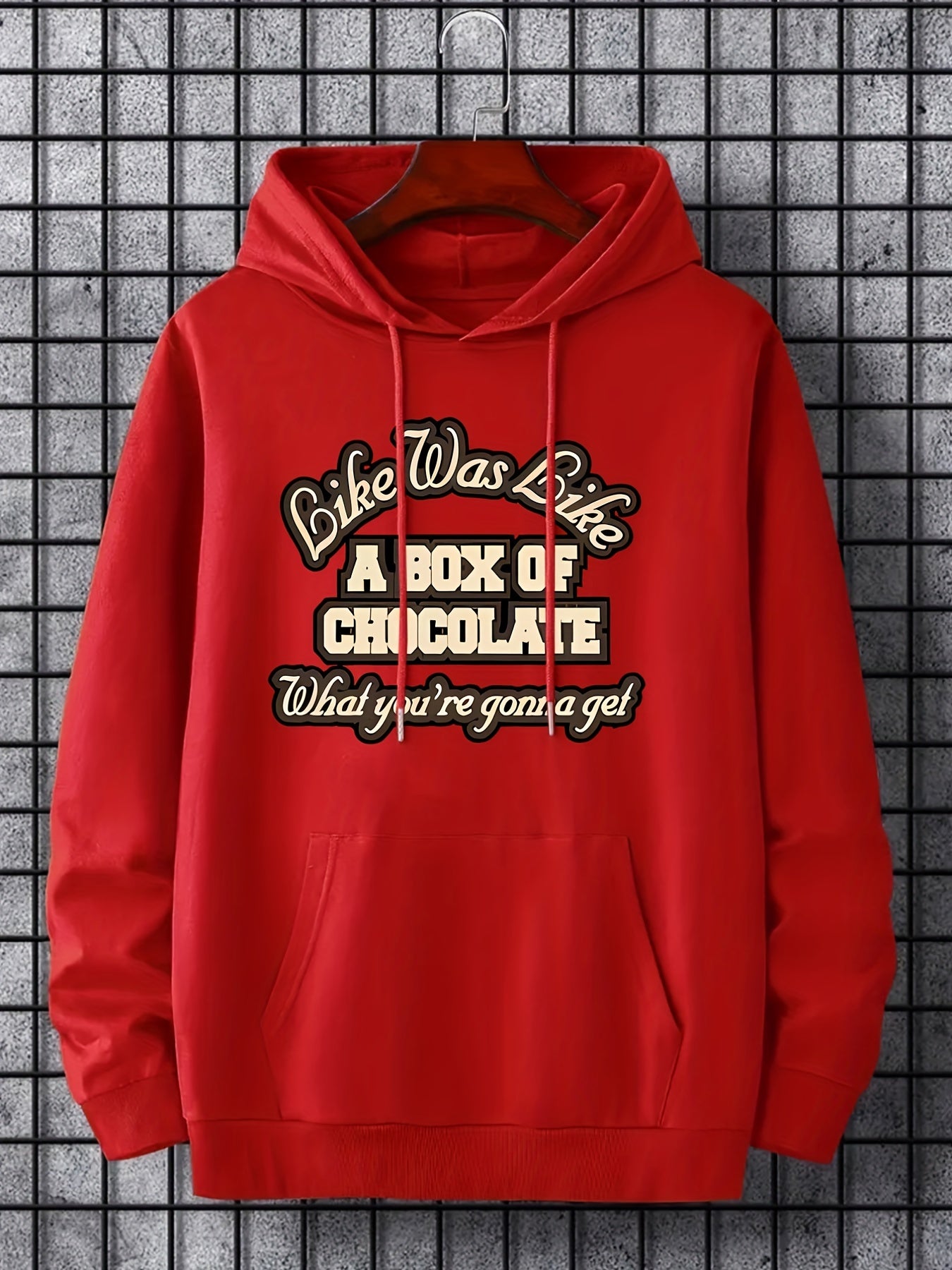 Men's Chocolate Print Hooded Sweatshirt for Autumn and Winter