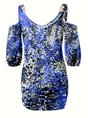 Leopard Print Cold Shoulder Mini Dress