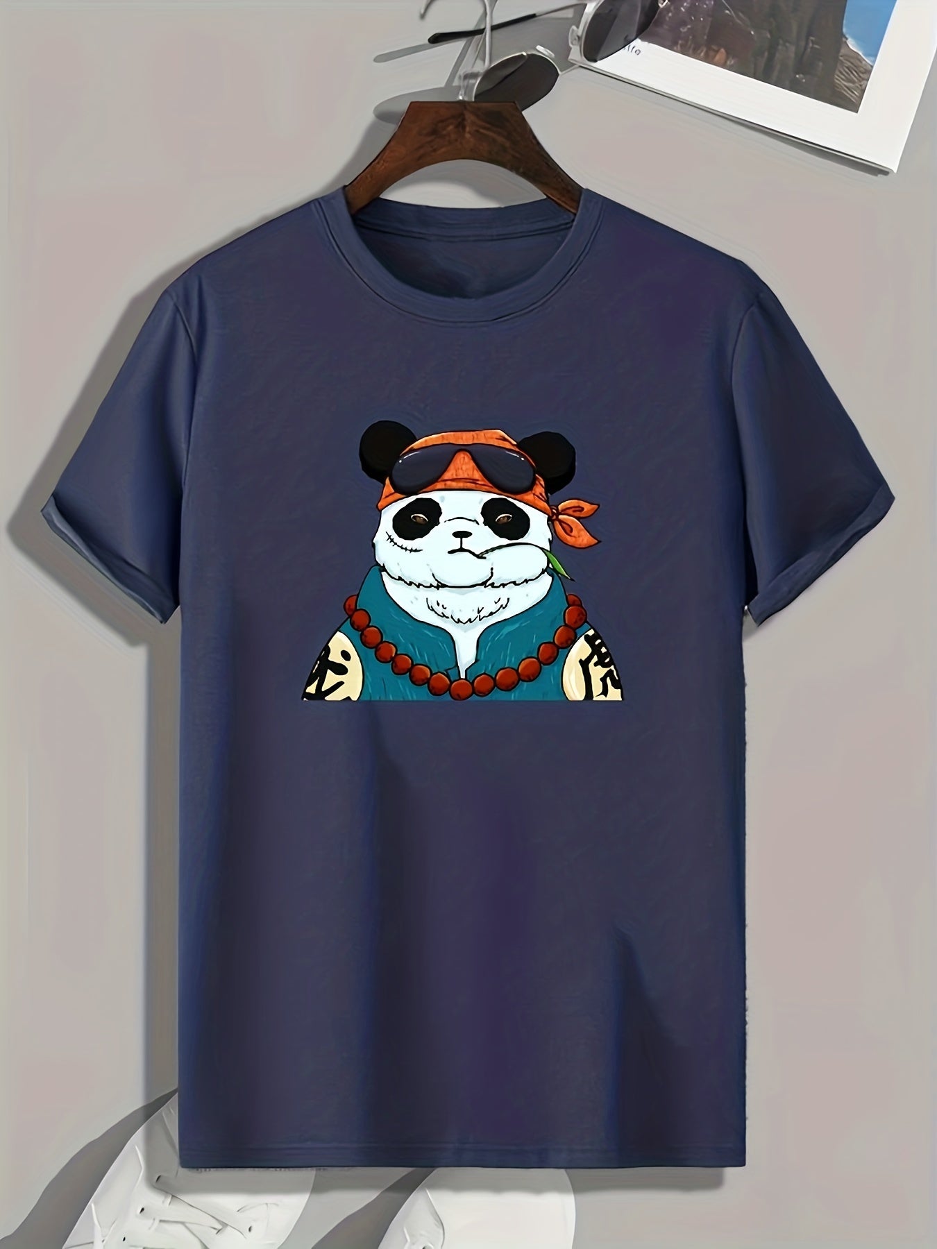 Panda Print Men's Graphic T-shirt for Summer