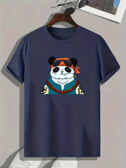 Panda Print Men's Graphic T-shirt for Summer