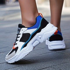 Women's Thick Bottom Running Shoes Soft Sole Athletic Lace Up Sneakers