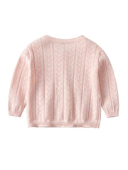 Girls Hollow Out Long Sleeve Button Up Cardigan Baby Kids Clothes