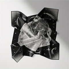 Universe Planet Print Bandana Square Scarf Satin Neckerchief Women Head Wrap