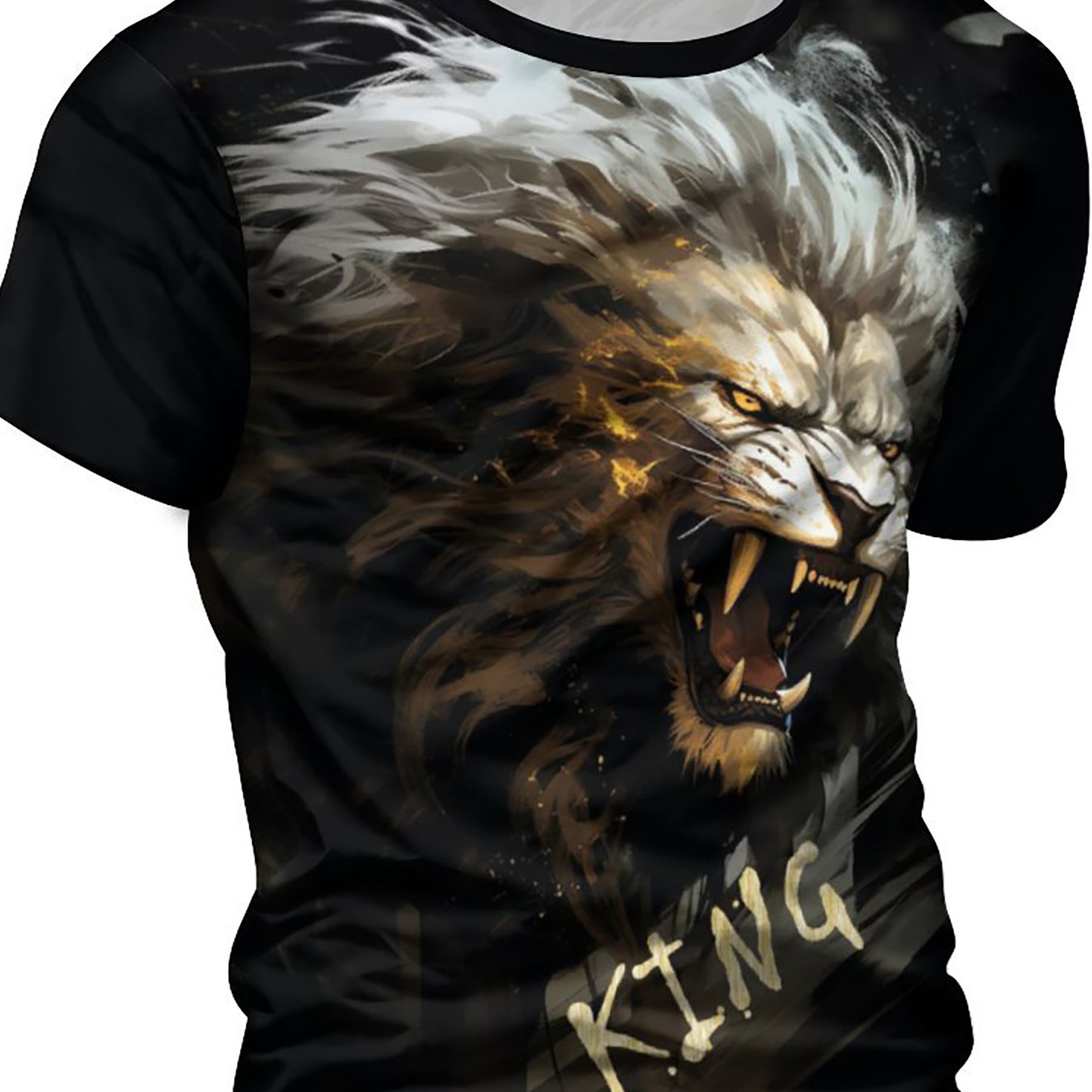 Fierce Lion 3D Print Men's Graphic T-shirt Short Sleeve Pullover Tops