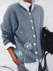 Women's Dandelion Print Long Sleeve Cardigan