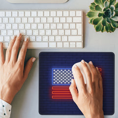 Neon American Flag Pattern Mouse Pad 20x24cm for Home Office Laptop