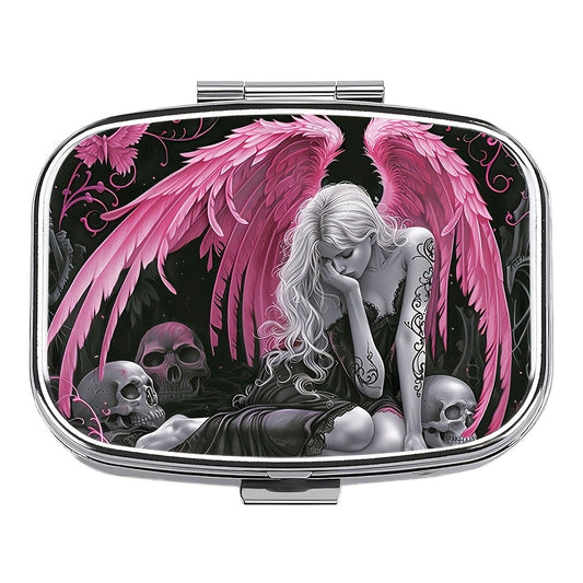 Angel Winged Girl 2 Compartment Case Portable Metal Medicine Box