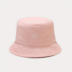 Unisex Sunshade Towel Material Bucket Hat with Division Sign Embroidery