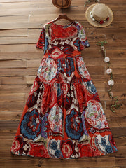 Random Print Short Sleeve Smock Dress