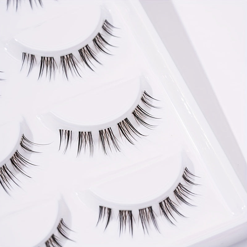 5 Pairs Brown Natural Spiky Cross False Eyelashes