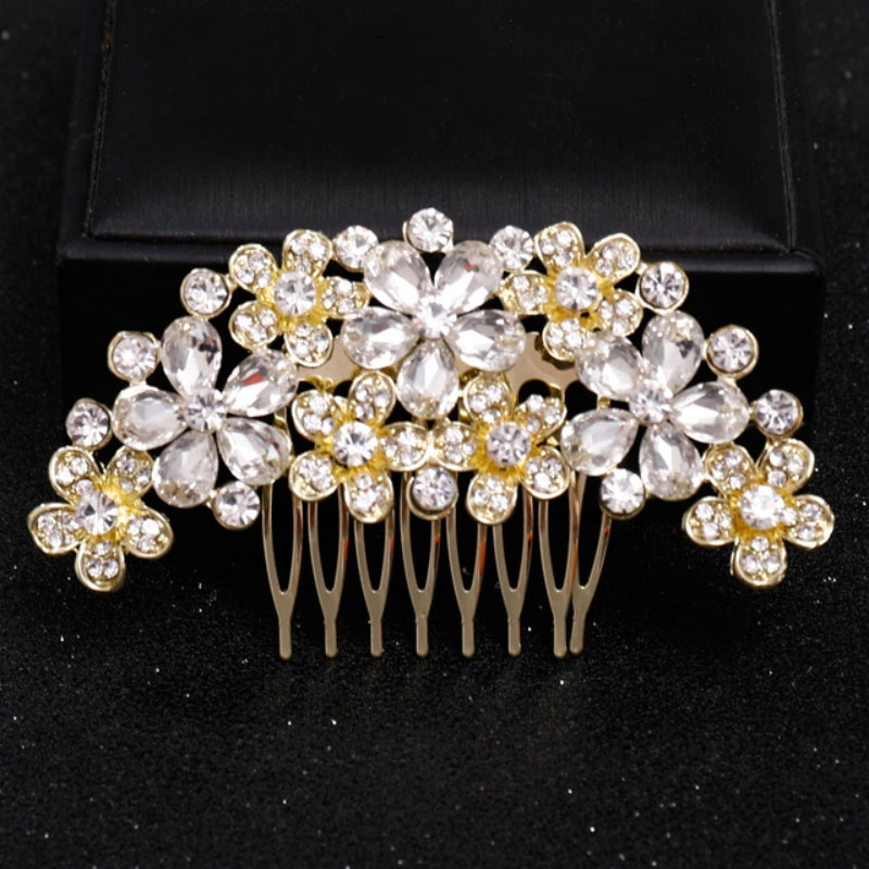 Crystal Flower Bridal Hair Comb Clip Rhinestone Wedding Hairpin