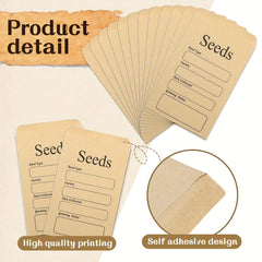 50pcs Resealable Seed Envelopes 8 x 11.99 cm with Seed Collecting Template