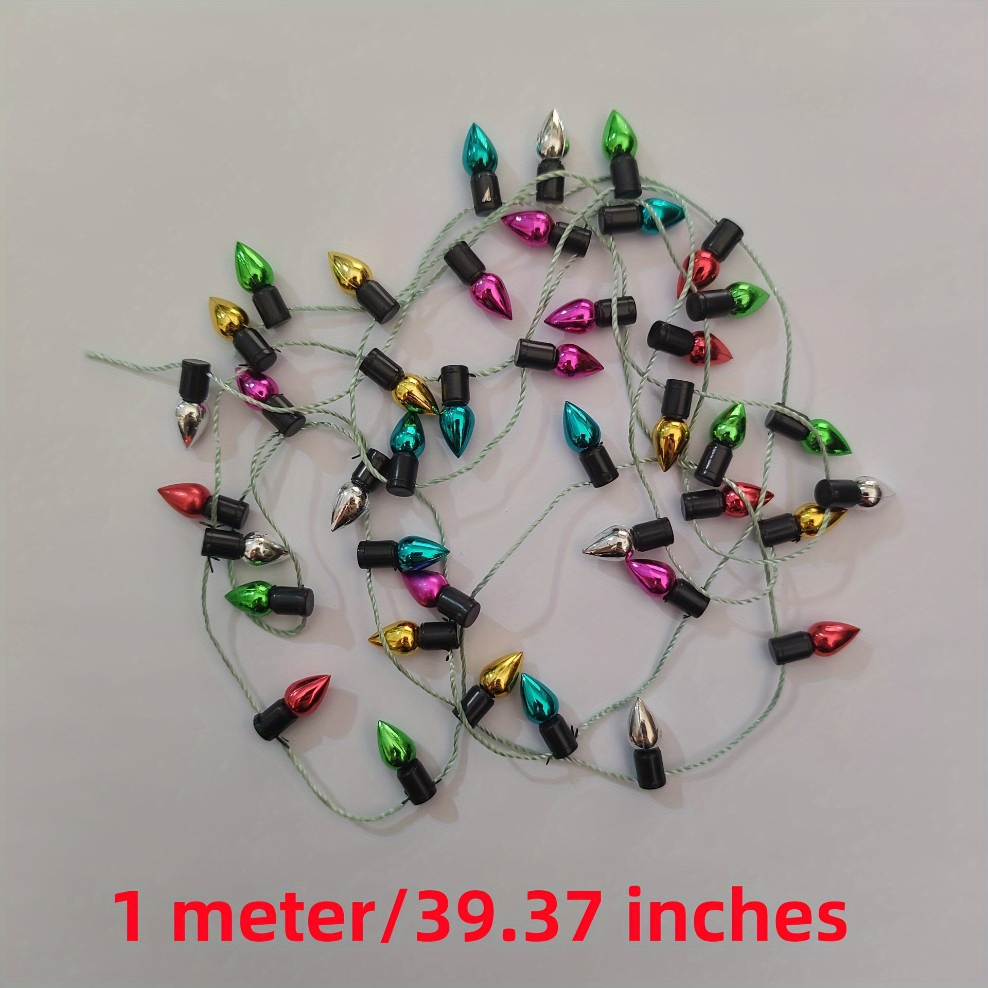 Glittery Plastic Light Bulb String Lights for Dollhouse - Mixed DIY