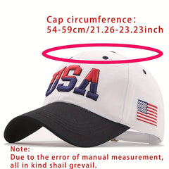 American Flag Embroidery Baseball Cap Block Sun Hat Unisex