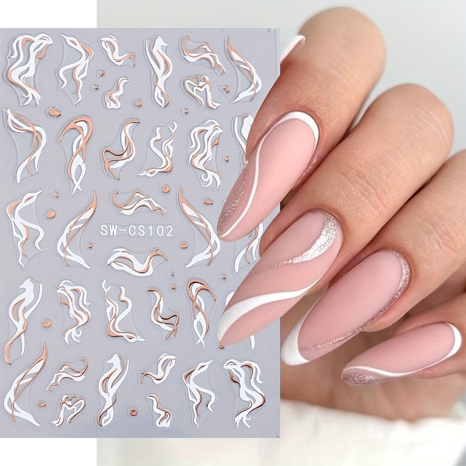 Marble Line Silver Moon Flame Nail Sticker