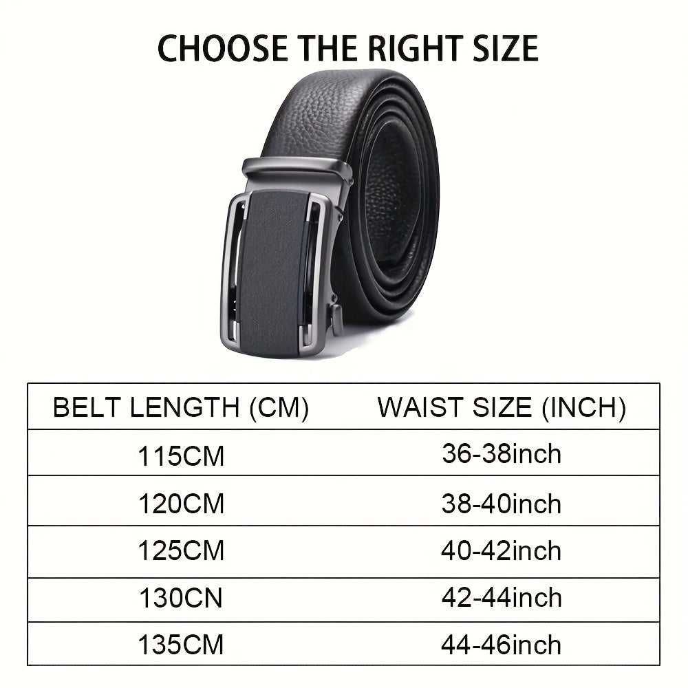 Men's Leather Belt Automatic Buckle Business Suit Waist Strap