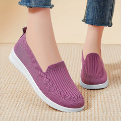 Women's Knitting Slip-On Flats Breathable Casual Low Top Walking Shoes