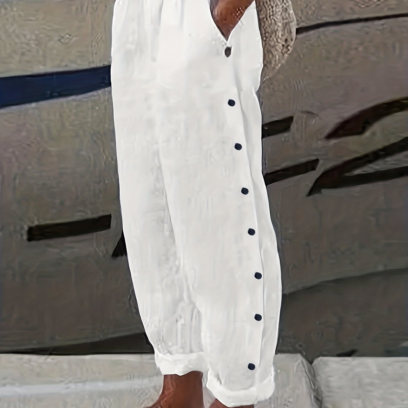 Solid Wide Leg Pants Women's Clothing