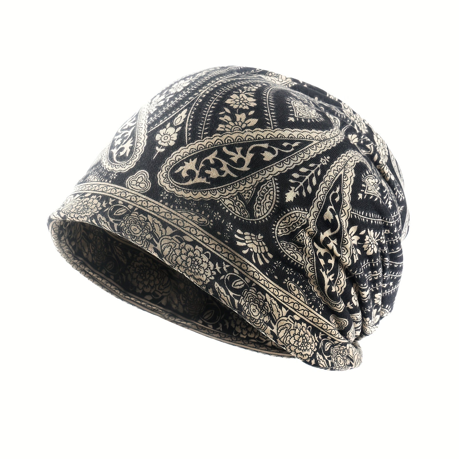 Boho Paisley Print Slouchy Beanie Hats Lightweight Chemo Cap