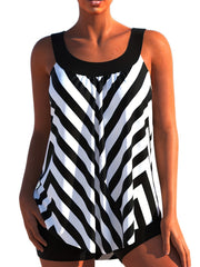 Geometric Print Tank Top & Shorts Swimsuit Set