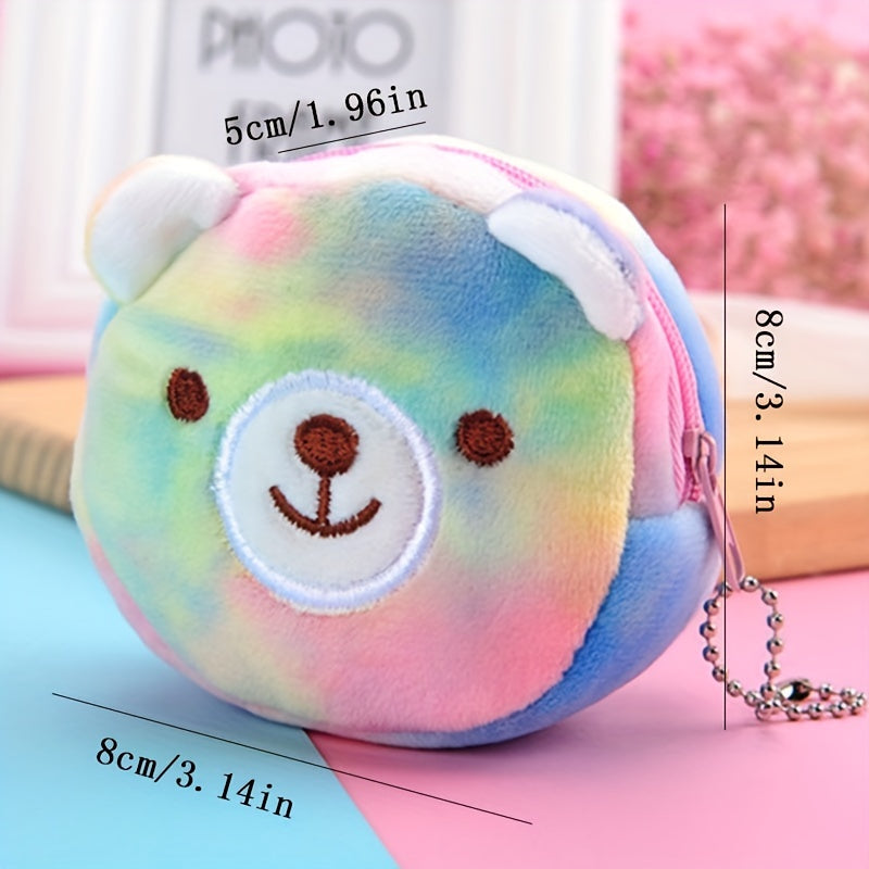 Cartoon Bear Cat Plush Coin Purse Wallet Outdoor Traveling Holiday Gift