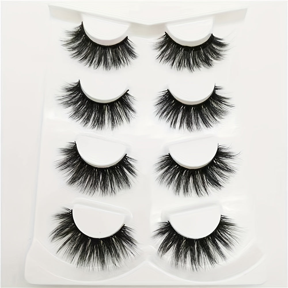 3D False Eyelashes Natural Look Four Pairs Pack