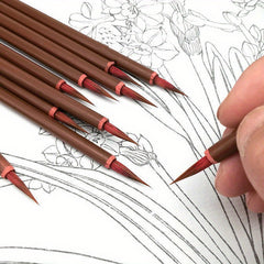 5pcs Small Red Hair Hook Line Brush Chinese Painting Thin Golden Body Calligraph