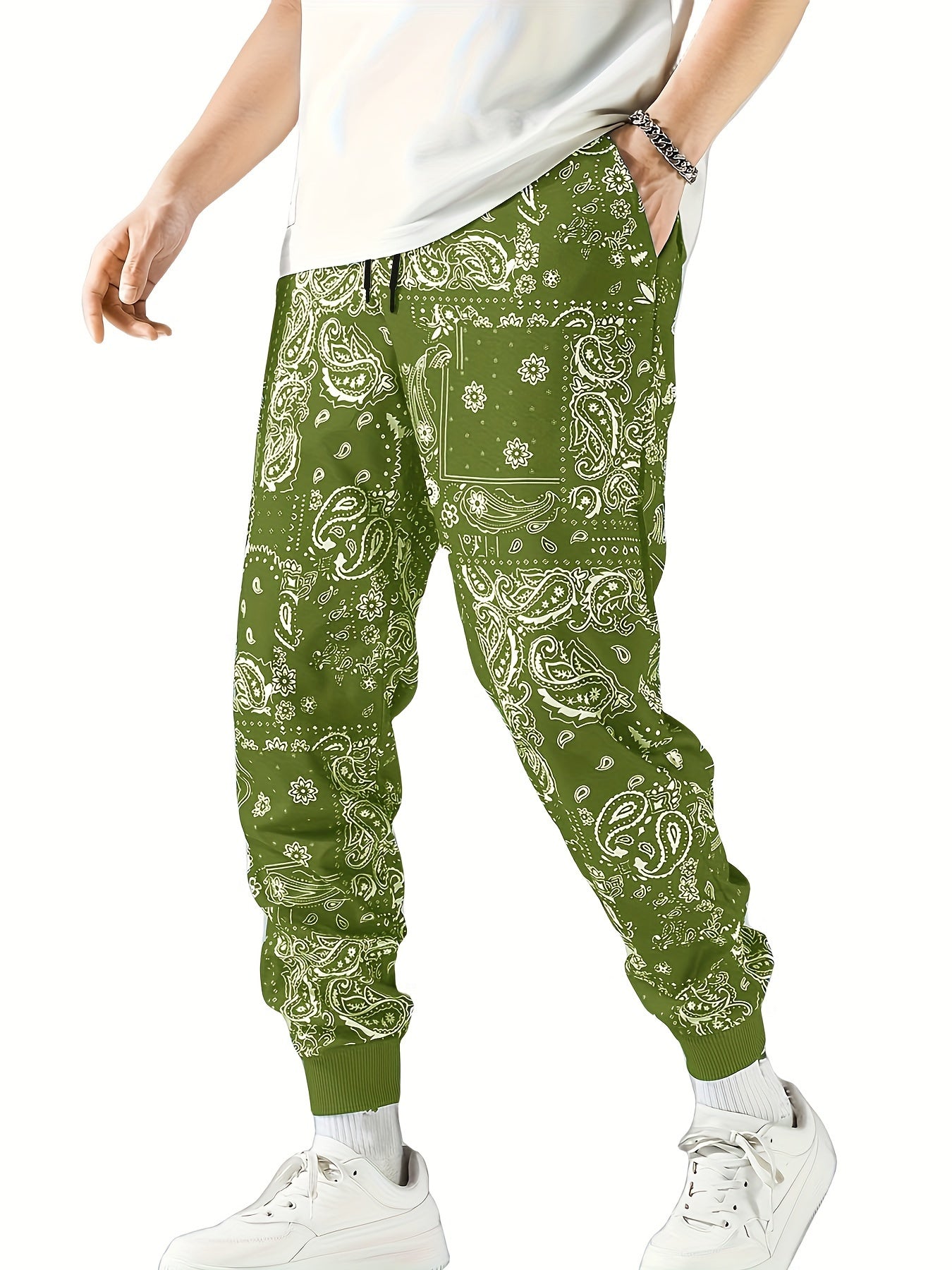 Men's Paisley Graphic Joggers Active Stretch Sports Pants
