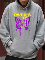 Men's Casual Butterfly Print Hooded Sweatshirt