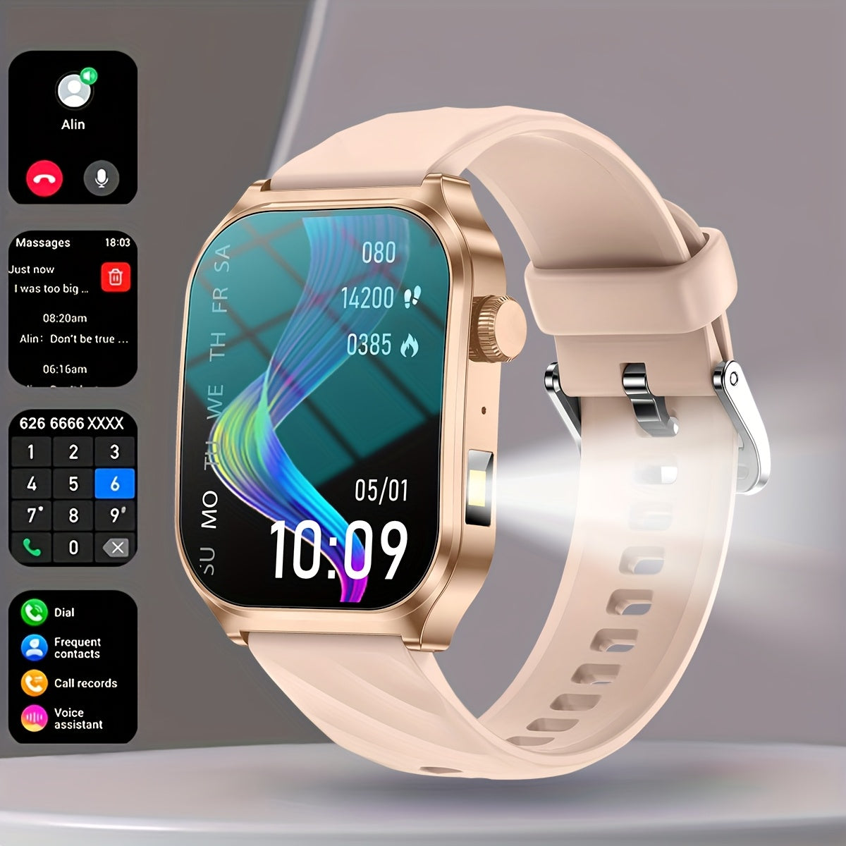 2-in-1 Smartwatch 1.2" Touch Screen LED Flashlight Music Control