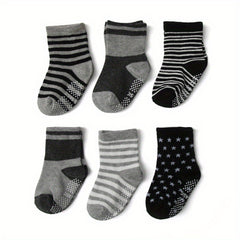 Baby Stars Striped Print Crew Socks Non slip Cotton Toddler Socks